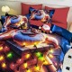 Set Lenjerie Pat Dublu Finet 6 Piese cu Cearșaf cu Elastic 5D – Model Moș Crăciun Colorat, LTC-006 Lenjerii tematica Craciun