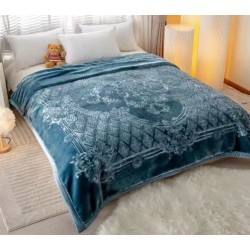 Pătură dublă groasă model baroc albastru petrol – moale, pufoasă și elegantă 200 x 230 cm, PCDU-020