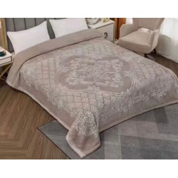 Pătură dublă groasă bej cu model elegant reliefat – moale și călduroasă 200 x 230 cm, PCDU-021