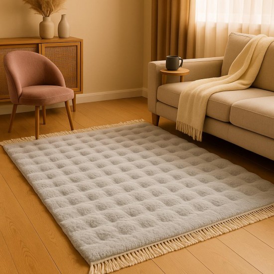 Covor Pufos 150x220 cm – Gri Deschis, Moale și Elegant pentru Living sau Dormitor, CF-010 Covoare Fluffy