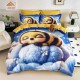 Lenjerie Pat 6 Piese 5D cu Cearșaf Elastic – Model Albinuță Pe Nor, Colorată și Veselă, LFL-080 Lenjerii Finet Premium Lux