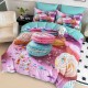 Lenjerie Pat 6 Piese 5D cu Cearșaf Elastic – Model Macarons Multicolor, LFL-084 Lenjerii Finet Premium Lux