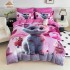 Lenjerie Pat 6 Piese 5D cu Cearșaf Elastic – Model Pisicuță Roz Cupcake, LFL-085