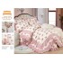 Lenjerie de pat finet 4 piese pat dublu cu volănașe – model floral roz pastel pentru pat dublu, LVF-016