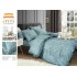 Lenjerie de pat finet 4 piese pat dublu cu volănașe – model floral bleu elegant, LVF-002