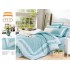 Lenjerie de pat finet 4 piese pat dublu cu volănașe – model floral turcoaz elegant, LVF-018