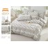 Lenjerie de pat finet 4 piese pat dublu cu volănașe – model gri floral elegant, LVF-015