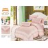 Lenjerie de pat finet 4 piese pat dublu cu volănașe – model roz elegant cu imprimeu floral, LVF-019