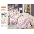 Lenjerie de pat finet 4 piese pat dublu cu volănașe – model floral lila crem, elegantă și rafinată, LVF-021