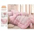 Lenjerie de pat finet 4 piese pat dublu cu volănașe – model roz floral elegant, LVF-010