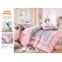 Lenjerie de pat finet 4 piese pat dublu cu volănașe – model elegant cu inimioare și carouri, LVF-014