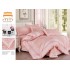 Lenjerie de pat finet 4 piese pat dublu cu volănașe – model roz cu floricele albe, LVF-011