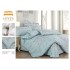 Lenjerie de pat finet 4 piese pat dublu cu volănașe – model bleu floral elegant, LVF-032