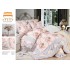 Lenjerie de pat finet 4 piese pat dublu cu volănașe – model floral roz elegant, LVF-034