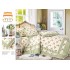 Lenjerie de pat finet 4 piese pat dublu cu volănașe – model floral crem cu verde, LVF-035
