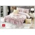 Set Cuvertură Catifea Pat Dublu cu 4 Fețe de Pernă – Model Floral Elegant Roz Pudră, E300-16