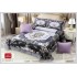 Set Cuvertură Catifea pentru Pat Dublu cu 4 Fețe de Pernă – Model Elegant Floral Mov-Negru, E300-03