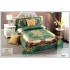 et Cuvertură Catifea pentru Pat Dublu cu 4 Fețe de Pernă – Verde Smarald cu Model Elegant, E300-46