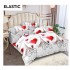 Set Lenjerie Bumbac Satinat 4 Piese Pat Dublu cu Cearșaf cu Elastic – Model Paris Inimioare Roșii, LDBS-354