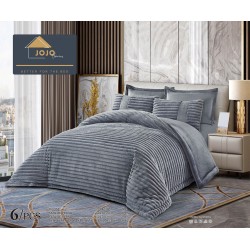 Lenjerie de pat Cocolino cu pilotă inclusă și cearșaf cu elastic, 6 piese, blană de iepure gri inchis, LCE-100