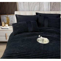 Lenjerie de pat Cocolino cu pilotă inclusă și cearșaf cu elastic, 6 piese, blană de iepure negru, LCE-101