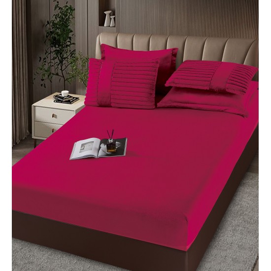 Lenjerie de pat Cocolino cu pilotă inclusă și cearșaf cu elastic, 6 piese, blană de iepure bordo, LCE-102 Pilote Iepure