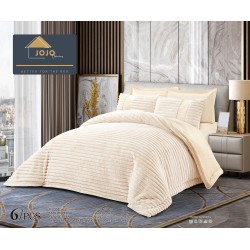 Lenjerie de pat Cocolino cu pilotă inclusă și cearșaf cu elastic, 6 piese, blană de iepure crem, LCE-104