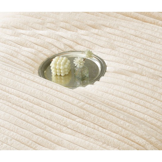 Lenjerie de pat Cocolino cu pilotă inclusă și cearșaf cu elastic, 6 piese, blană de iepure crem, LCE-104 Pilote Iepure