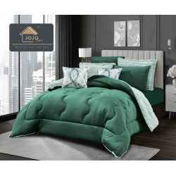 Lenjerie de pat cu pilotă inclusă și cearceaf cu elastic, 6 piese, blană iepure verde – set premium catifelat, LCE-111