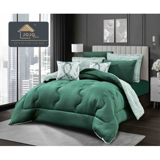 Lenjerie de pat cu pilotă inclusă și cearceaf cu elastic, 6 piese, blană iepure verde – set premium catifelat, LCE-111 Pilote Iepure