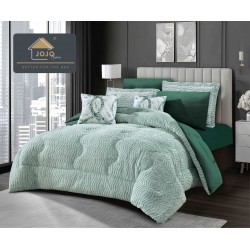 Lenjerie de pat cu pilotă inclusă și cearceaf cu elastic, 6 piese, blană iepure menta – set premium catifelat, LCE-112