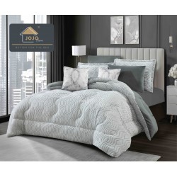 Lenjerie de pat cu pilotă inclusă și cearceaf cu elastic, 6 piese, blană iepure gri elegant, LCE-116