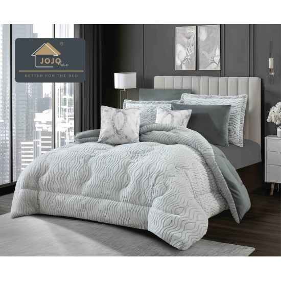 Lenjerie de pat cu pilotă inclusă și cearceaf cu elastic, 6 piese, blană iepure gri elegant, LCE-116 Pilote Iepure