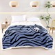 Pătură cu blăniță model zebra albastru 200x230 cm Moale și Călduroasă, PBC-069 Paturi cu Blanita