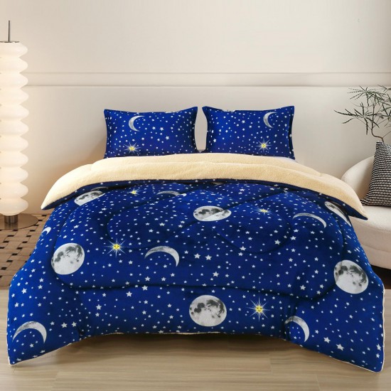 Pilota cu Blăniță 200x230 cm + 2 Fețe de Pernă – Model Cer Înstelat, PDC-134 Pilote Iarna cu Blana