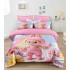 Lenjerie pat dublu 6 piese finet cu elastic – model Labubu roz colorat, LCC-060