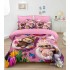 Lenjerie pat dublu 6 piese finet cu elastic – model Labubu roz, imprimeu vesel pentru copii, LCC-061
