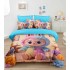 Lenjerie pat dublu 6 piese finet cu elastic – model Labubu albastru, colorat, LCC-064