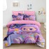 Lenjerie pat dublu 6 piese finet cu elastic – model Labubu roz mov, LCC-072
