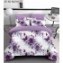 Lenjerie Pat 6 Piese 5D cu Cearșaf Elastic – Model Flori Mov și Fluturi, LFL-062