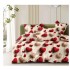 Set Lenjerie Pat Dublu Bumbac Satinat 4 Piese – Model Inimi Roșii, Modern și Romantic, LDBS-261