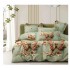 Set Lenjerie Pat Dublu Bumbac Satinat 4 Piese – Model Fluturi și Flori, Verde Mentă, LDBS-361