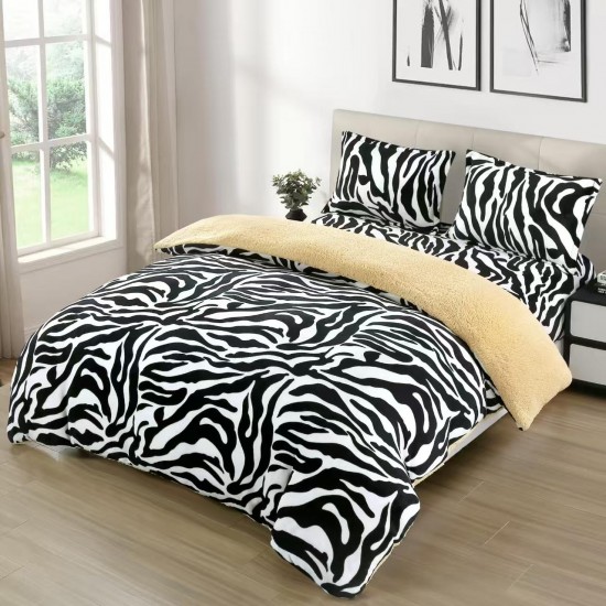 Set Lenjerie Cocolino 4 Piese cu Blăniță și Elastic – Model Zebra Alb-Negru, LEC-123 Lenjerii Cocolino 4 piese cu ELASTIC