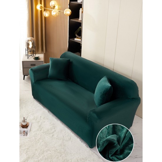 Husă Catifea pentru Canapea 4 Locuri – Elastică, Moale, Elegantă, Protectoare – Verde Smarald, HCC-075 Huse Canapea Catifea