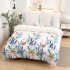 Set Lenjerie Cocolino 4 piese pat dublu cu cearșaf cu elastic – Model floral cu fluturi, alb-lila, LEC-075