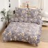 Set Lenjerie Cocolino 4 piese pat dublu cu cearșaf cu elastic – Model floral gri-crem, LEC-074
