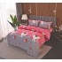 Set Lenjerie Cocolino 4 piese pat dublu cu cearșaf cu elastic – Model pisicuțe roz-gri, pufoasă și călduroasă, LEC-062