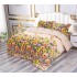 Set Lenjerie Cocolino 4 piese pat dublu cu cearșaf cu elastic – Model floral multicolor, LEC-038