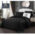 Set Cuvertură Catifea 5 Piese pentru Pat Dublu – Model Negru Elegant, Matlasată, CJM-005