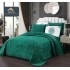 Set Cuvertură Catifea 5 Piese pentru Pat Dublu – Model Verde Smarald Elegant, Matlasată, CJM-007